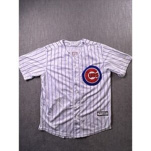 Majestic Chicago Cubs Rizzo Jersey Boys L Coolbase Button Up MLB Stains